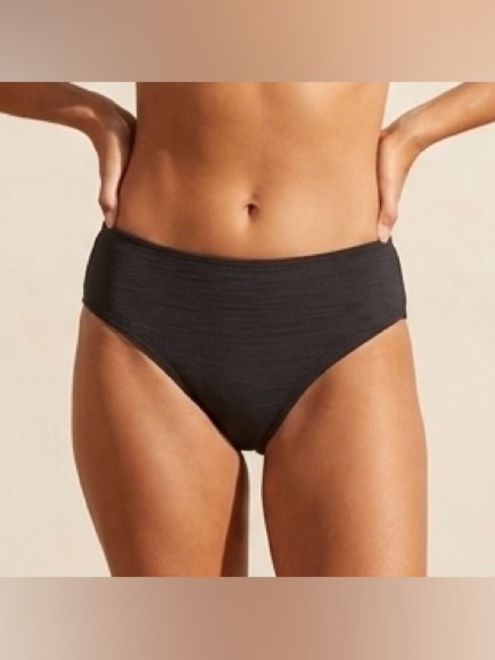 It Figures Black Textured Tummy Thinner Bikini Bottoms High Waist Size 14